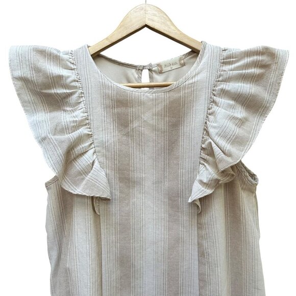Altard State Dress Ruffle‎ Striped Keyhole Back Beige Boho Festival Cream Size M - Picture 2 of 7